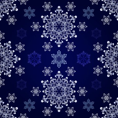 kesintisiz kar tanesi koyu mavi vektör arka plan.