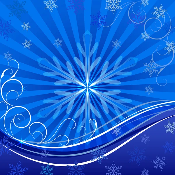 Kerstmis sneeuwvlok vector achtergrond met blauwe kopie ruimte. — Stockvector