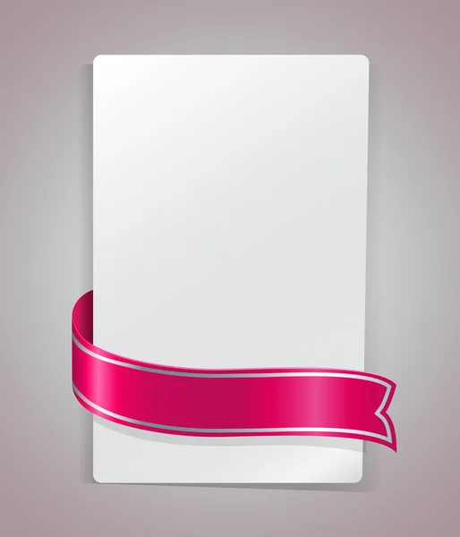 pembe kurdele boş kağıt kartı vektör şablon bükme.