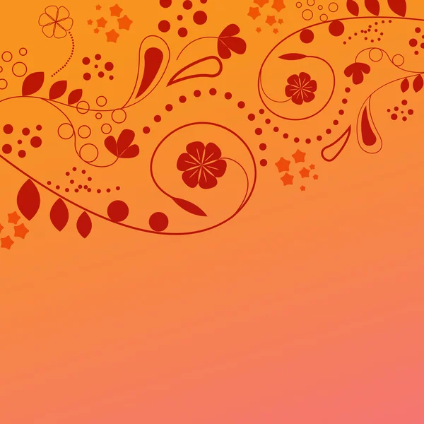 Abstract orange and red floral background with copy space. — Stock Vector