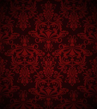 Seamless dark red vintage vector wallpaper pattern. clipart