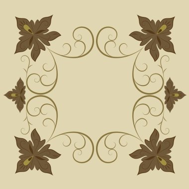 soyut kahverengi vintage çerçeve çiçek kopya alanı ile.