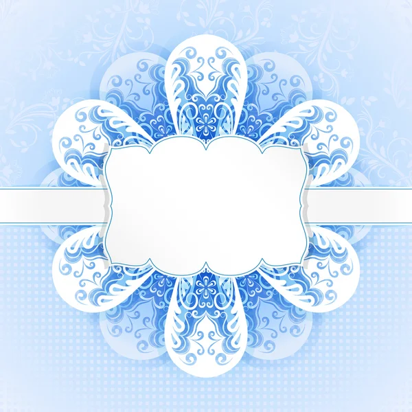 Christmas blue and white ornate card with copy space vector temp — Stock Vector