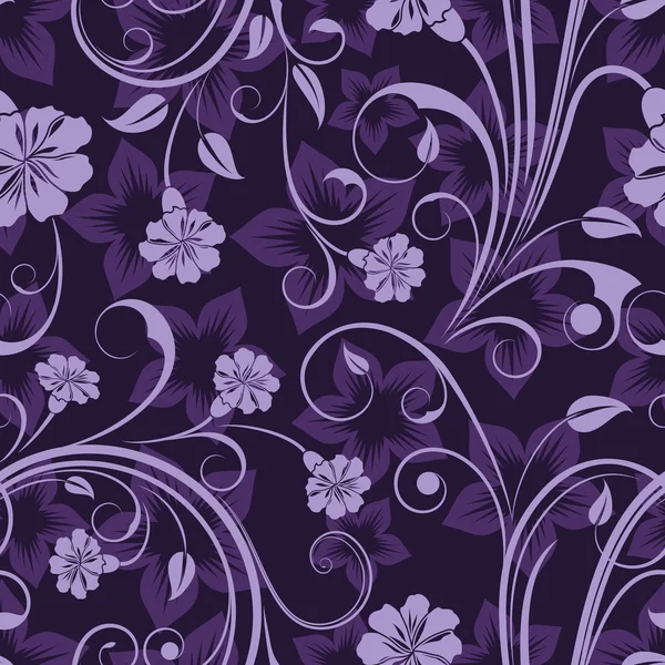 シームレスな花紫花ベクトル壁紙パターン. — ストックベクタ
