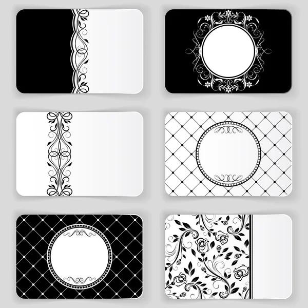 Plantilla de vector de tarjetas de visita vintage en blanco y negro . — Vector de stock