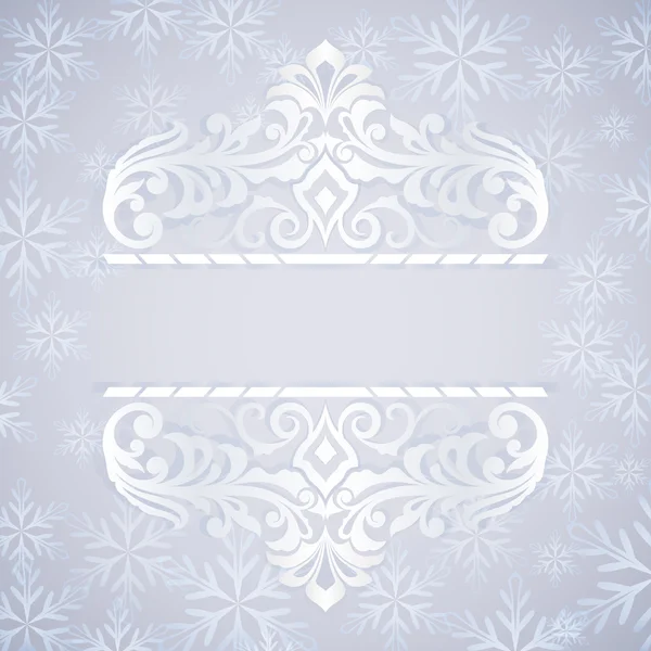 Blauwe en witte sierlijke Kerstkaart met kopie ruimte vector temp — Stockvector