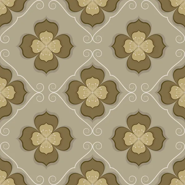 Seamless vintage flower wallpaper vector pattern. — Stock Vector