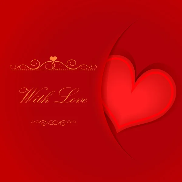 День Святого Валентина червона листівка з формою серця — стоковий вектор