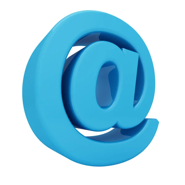 Blue glossy 3D email sign isolated on white background. — Stock Photo, Image