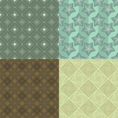 4 kesintisiz geometrik vektör desenleri.