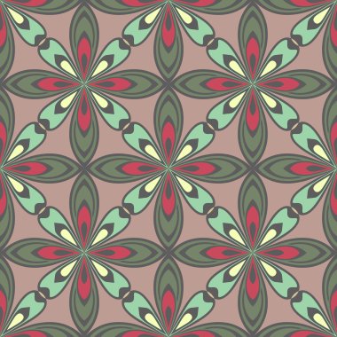 Dikişsiz soyut çiçek yaprakları geometrik vektör desen.