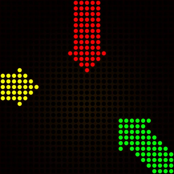 Abstraktní šipky světla na černém pozadí. — Stockový vektor