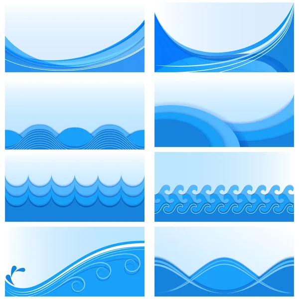 Набір синіх хвиль векторних фонів — стоковий вектор