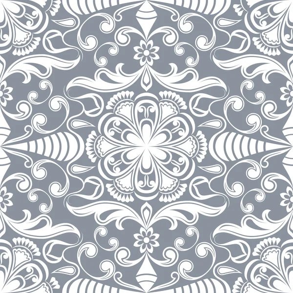 Seamless grey vintage floral vector wallpaper pattern. — Stock Vector