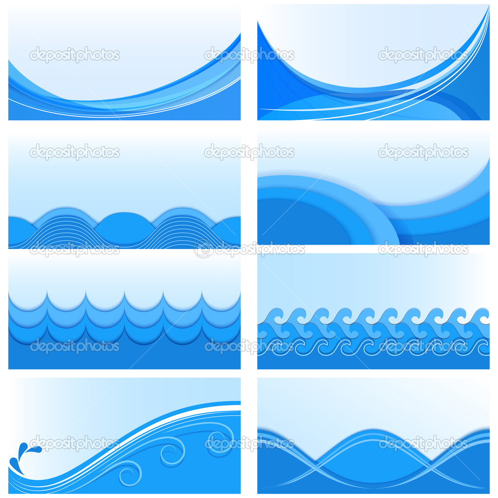 Set of blue wave vector backgrounds