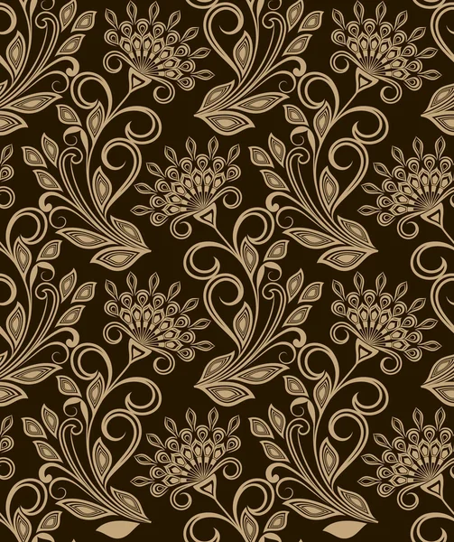 Brown floral pattern. — Stock Vector