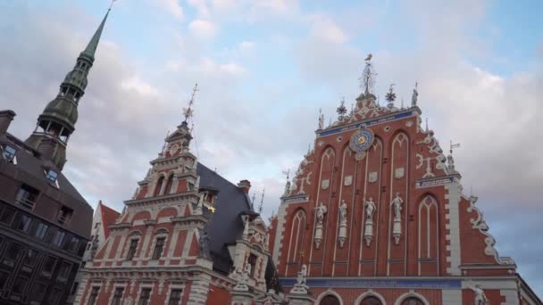 Historische Architektur Der Lettischen Stadt Riga Blick Auf Das Haus — Stockvideo