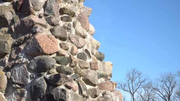 Mur Pierre Des Ruines Château Gros Plan Vue Sur Fond — Video