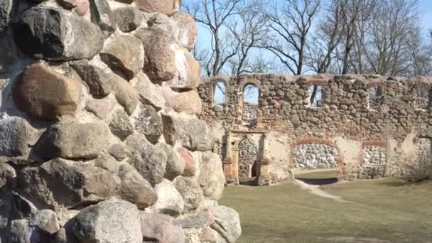 Ancien Bâtiment Château Pierre Ruines Échantillon Fragment Mur Château Dobele — Video