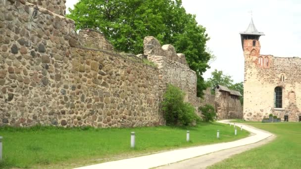 Historische Plaats Van Het Middeleeuwse Kasteel Van Dobele Oude Stenen — Stockvideo