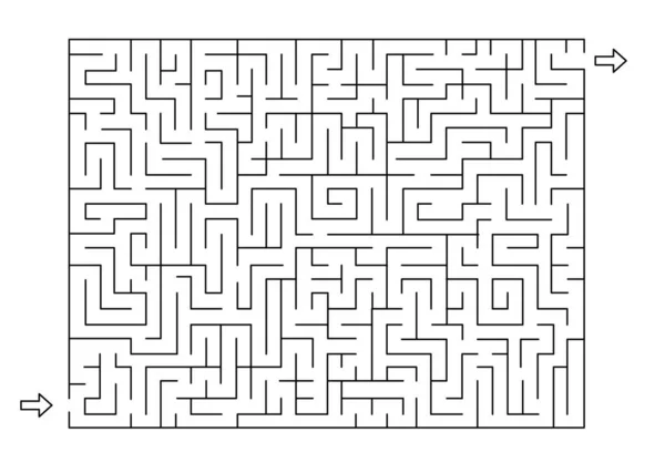 入り口と出口で迷路を長方形にします 迷路ゲーム ハード 中程度の複雑さ 子供の迷路パズル ベクトルイラスト — ストックベクタ