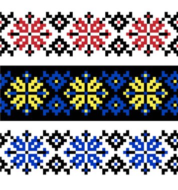 Geleneksel Ukrayna halk sanatı seti işlemeli desenler örer..