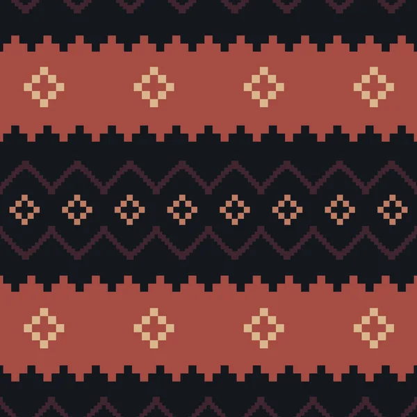 Nahtloses Muster Navajo Stil Hergestellt Vektor Rot Orange Schwarz Gelb — Stockvektor