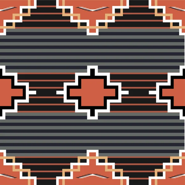 Navajo Sömlöst Mönster Tillverkat Vektor Röd Orange Svart Vit Ursprungliga — Stock vektor