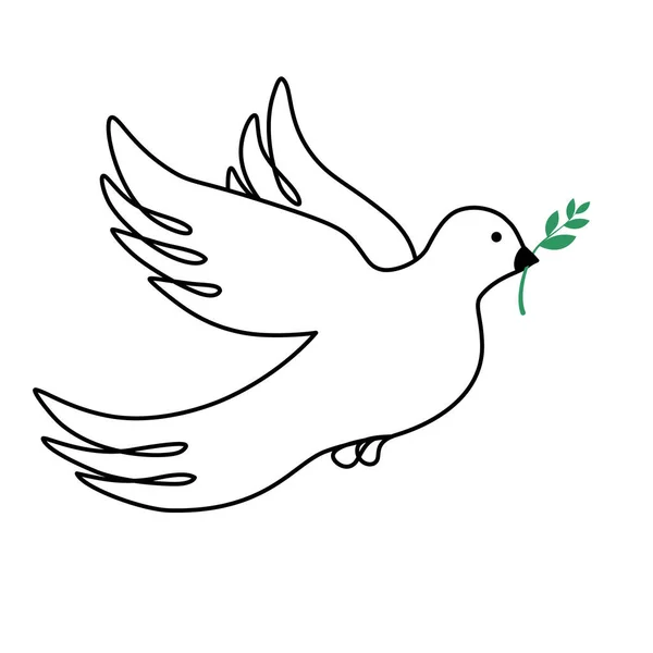 Векторный Плоский Иллюстратор Голубь Мира Летающая Птица Концепция Мира — стоковый вектор