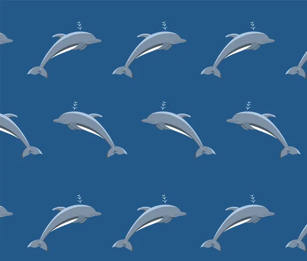 Bonitos Golfinhos Horizontais Crianças Sem Costura Padrão Feito Vetor Padrão — Vetor de Stock