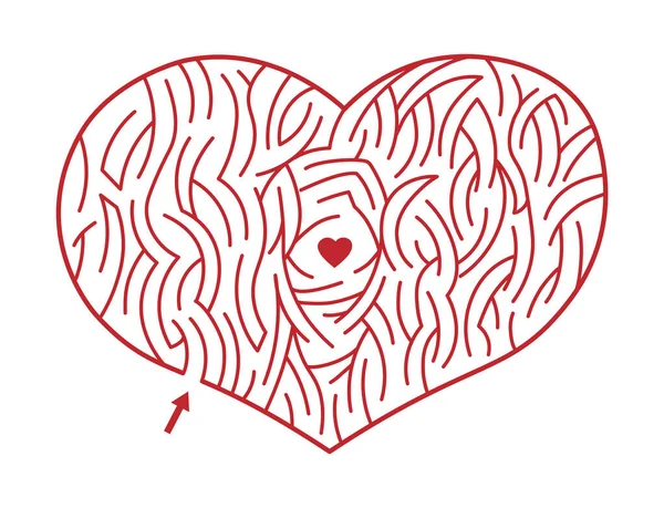 Vector Illustration Heart Maze Valentines Day Theme — Stock Vector