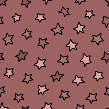 Elle çizilmiş yıldızlı, kusursuz çocuk deseni. Duvar kâğıdı ve bebek partisi için yıldızlar. Çocuklar için vektör illüstrasyonu.