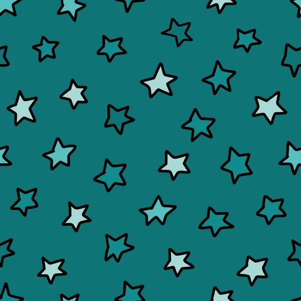 Elle çizilmiş yıldızlı, kusursuz çocuk deseni. Duvar kâğıdı ve bebek partisi için yıldızlar. Çocuklar için vektör illüstrasyonu.