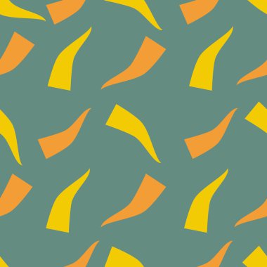 Kusursuz, basit geometrik ayçiçeği deseni. Yeşil, sarı, turuncu renkler. Parlak çocuklar tekstil deseni.