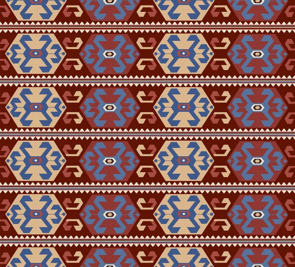 Patrón Sin Costura Estilo Navajo Hecho Vector Rojo Naranja Azul — Vector de stock
