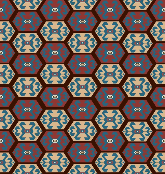 Nahtloses Muster Navajo Stil Hergestellt Vektor Rot Braun Blau Hellgelb — Stockvektor