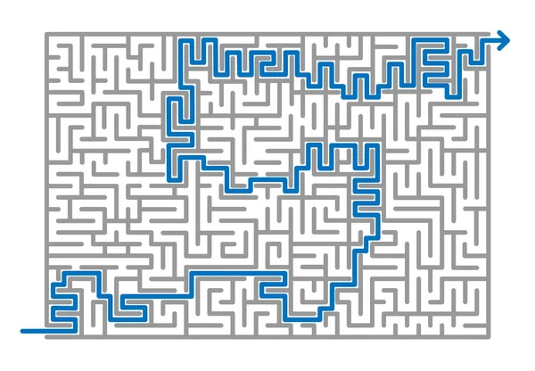Labirinto Cinza Complexo Com Solução Azul Olhar Como Letra Labyrynth —  Vetores de Stock