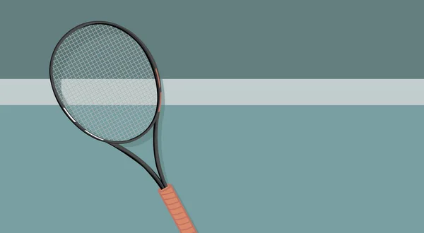 Tennis Background Sport Composition Racket Turquoise Green Background Tennis Court — Vettoriale Stock