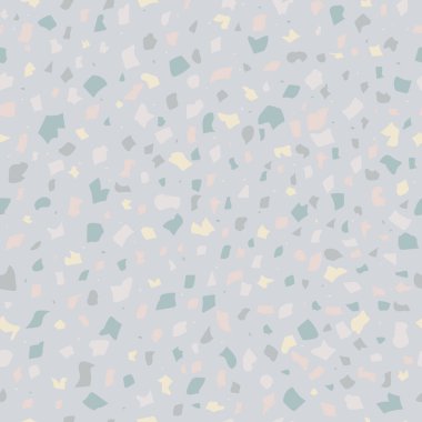 Terrazzo flooring vector seamless pattern. Modern stone color pastel marble wallpaper for print and web.Texture of classic Italian type of floor in Venetian style composed of natural stone, granite, quartz, marble, glass and concrete