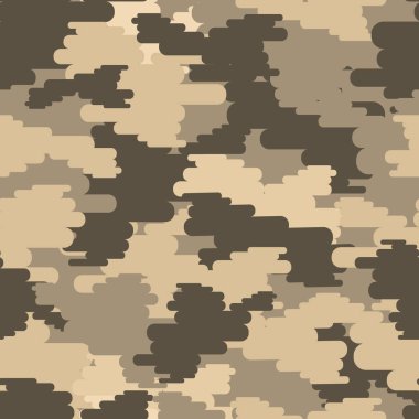 Camouflage seamless vector pattern. Abstract modern vector military background. Fabric textile print template. Classic clothing style masking camo sand ground repeat print, shades of brown, yellow colors
