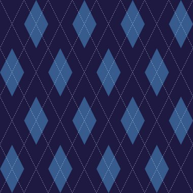 Noel ekoseli baklava deseni. Kraliyet donanması ve açık mavi elmas motifi. Klasik atmosfer süsü küçük beyaz dikişler. Ev tatili dekorasyonu, iç tekstil, kumaş kumaş, davetiye kartı. Vektör