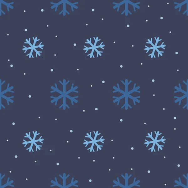 Christmas New Year Seamless Pattern Snowflakes Blue Background Cold Season — Stock Vector