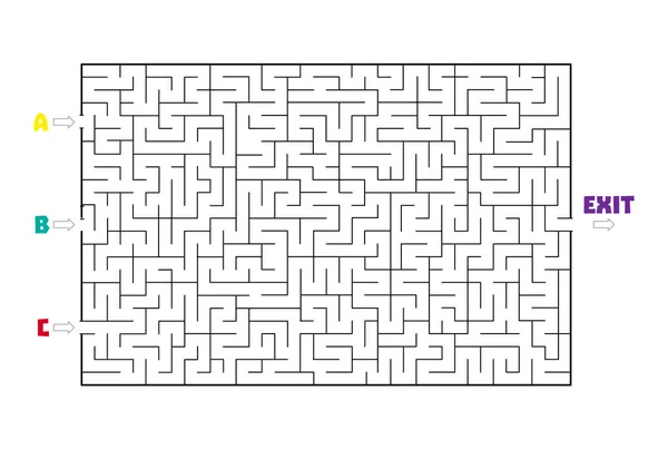 Não Tão Fácil Retângulo Labirinto Com Três Entradas Uma Saída —  Vetores de Stock