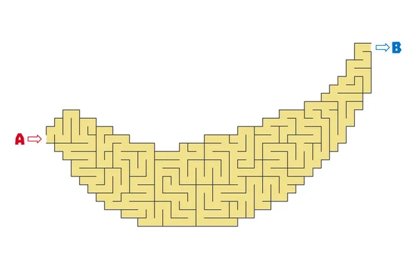 Não Tão Fácil Labirinto Forma Banana Com Entrada Uma Saída —  Vetores de Stock