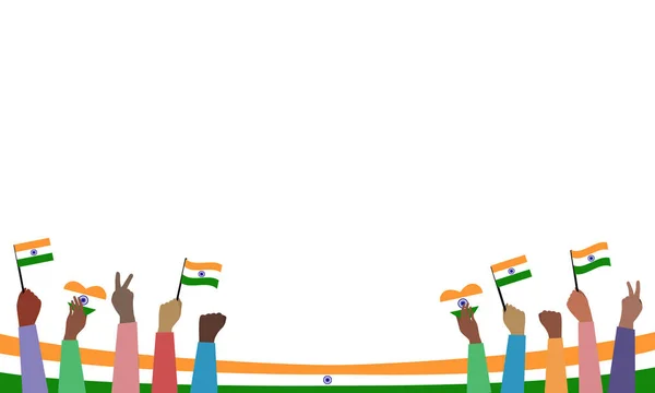 기념일 국기를 인디언들의 가슴에 깃발을 그린다 인도인 벡터로 만들어 — 스톡 벡터