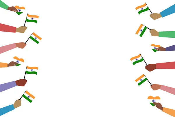 기념일 국기를 인디언들의 가슴에 깃발을 그린다 인도인 벡터로 만들어 — 스톡 벡터