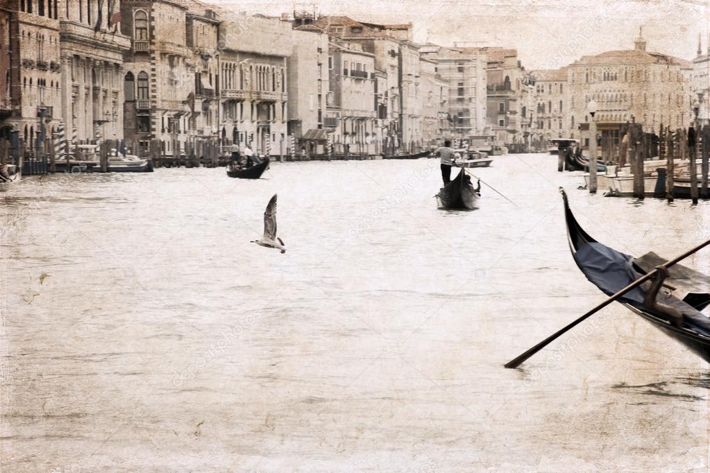 Artwork in retro style, Venice, Italy