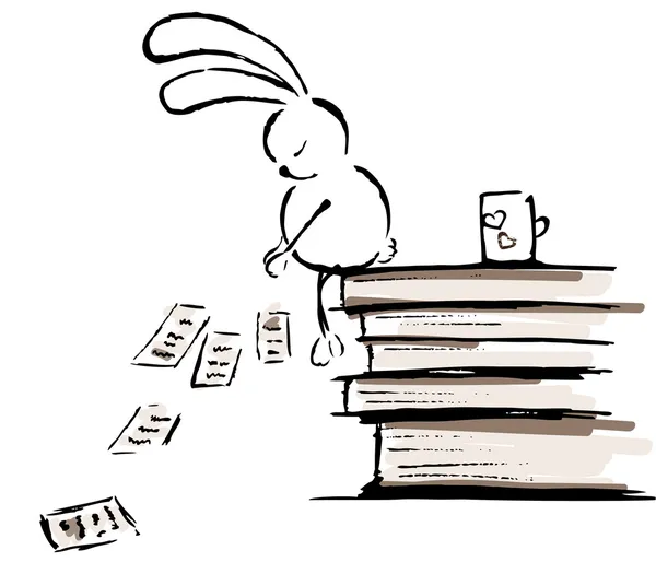 Snu królik i książek — Wektor stockowy