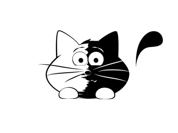 Vector illustration, funny cat, worried — Stock Vector