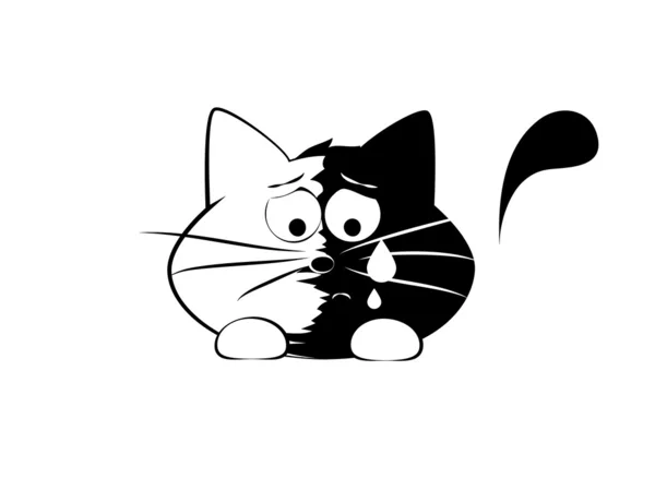 Ilustración vectorial, gato divertido, llorando — Vector de stock